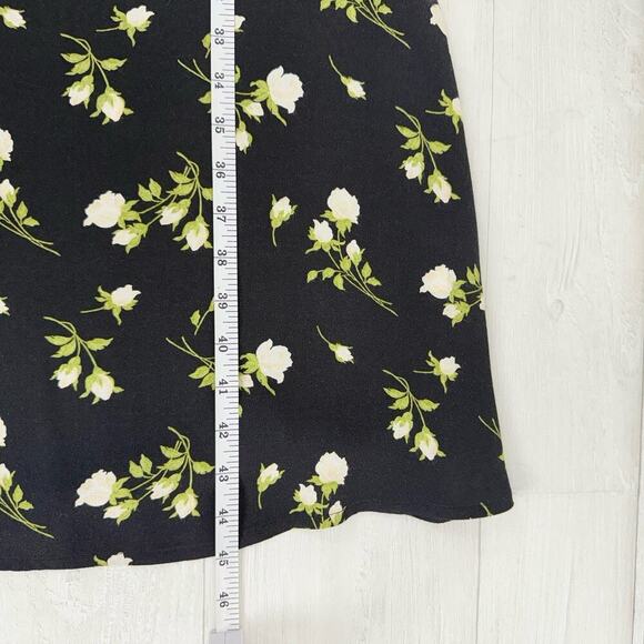 Reformation Floral Print Midi Dress Size 2 Black Floral Long Sleeve Cocktail - Picture 14 of 16